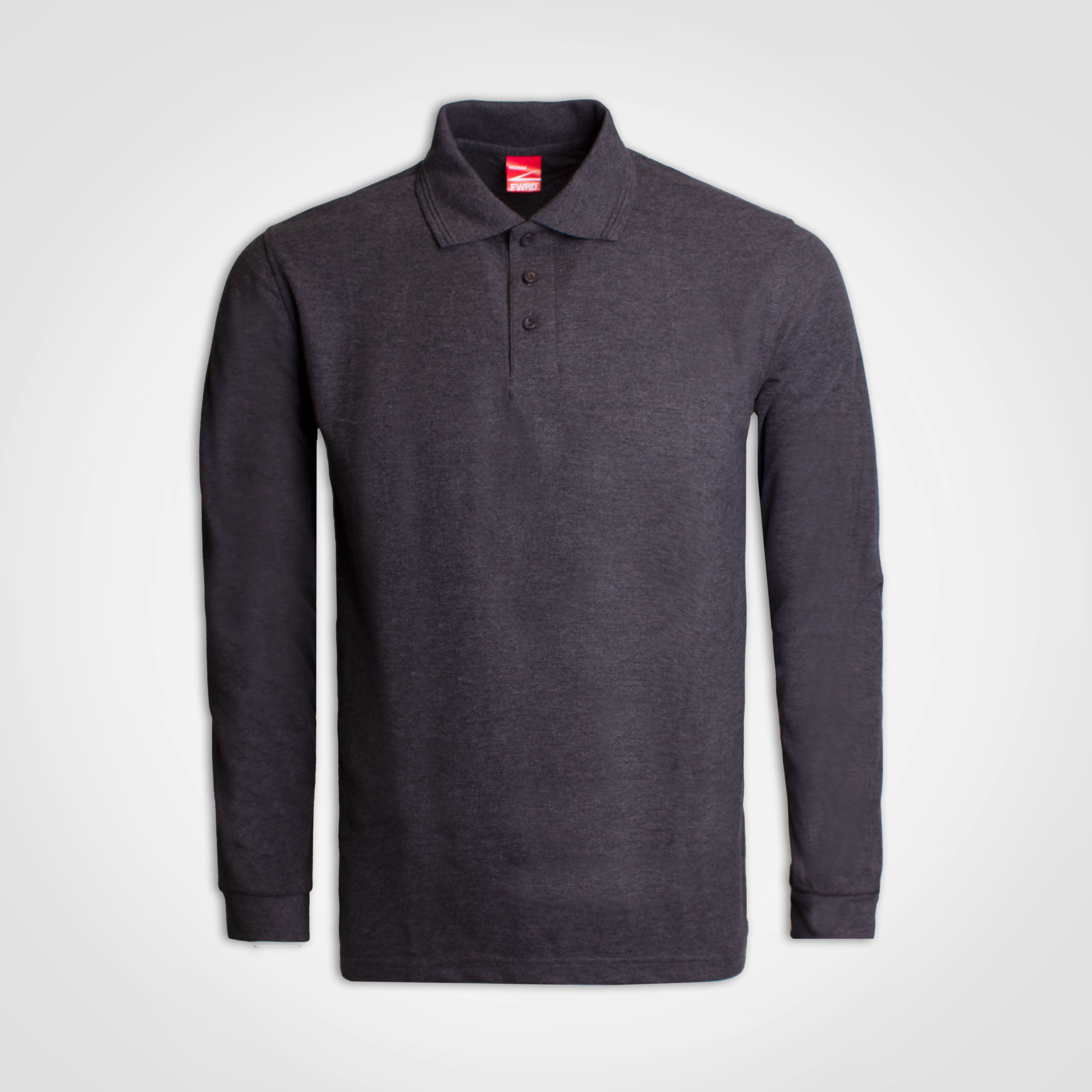 Charcoal long-sleeve knit top shown from the front.
