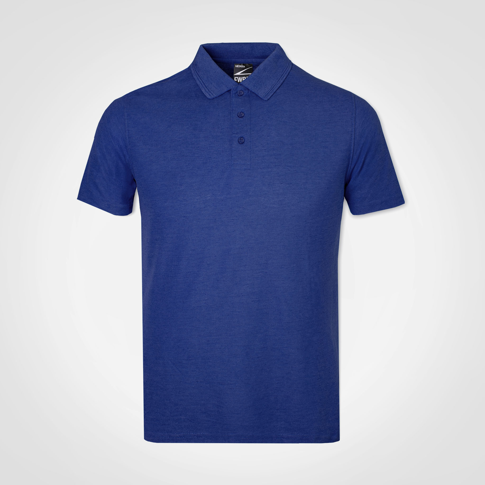 Royal blue short-sleeve polo shirt for corporate uniforms.