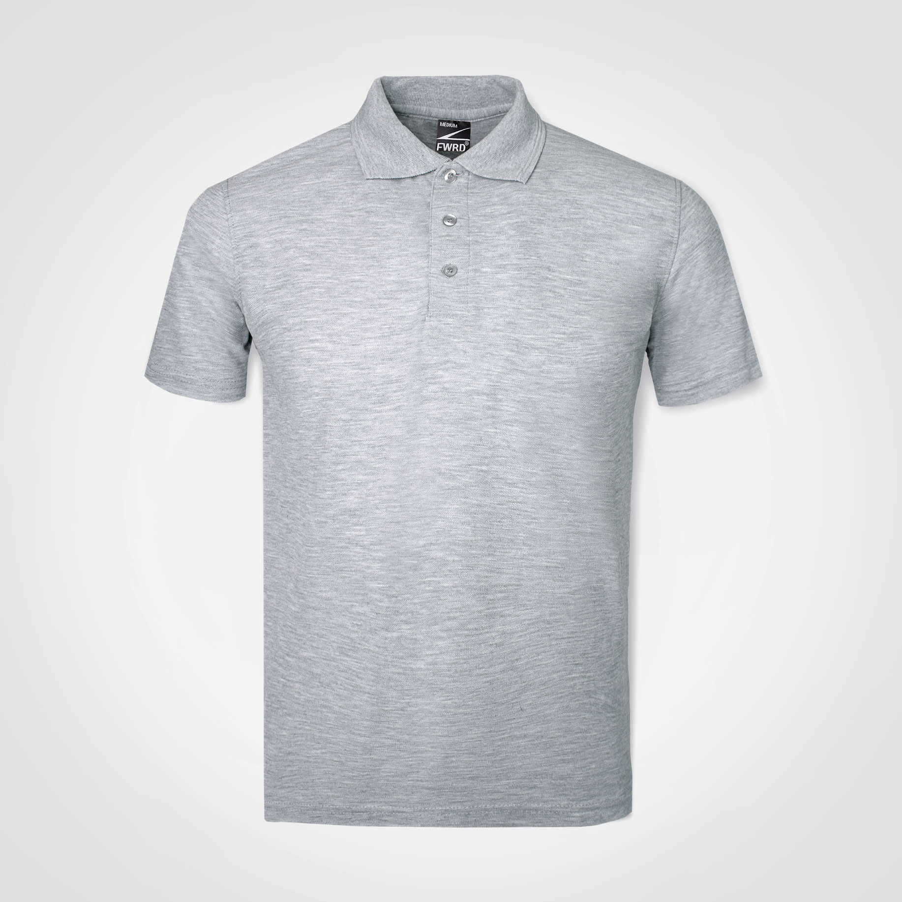 Light grey short-sleeve polo shirt for promotional branding.
