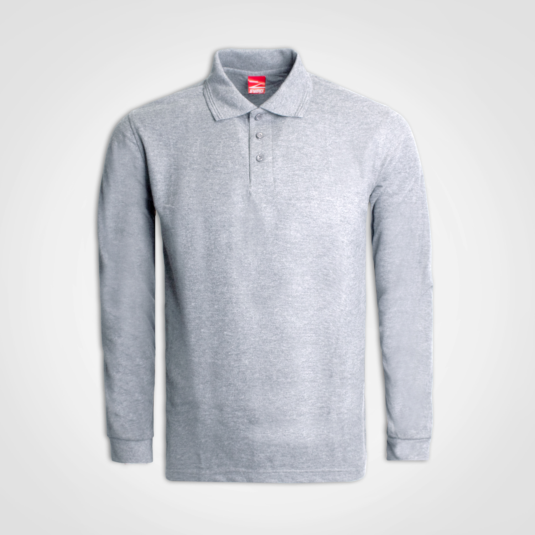Light grey long-sleeve knit top shown from the front.