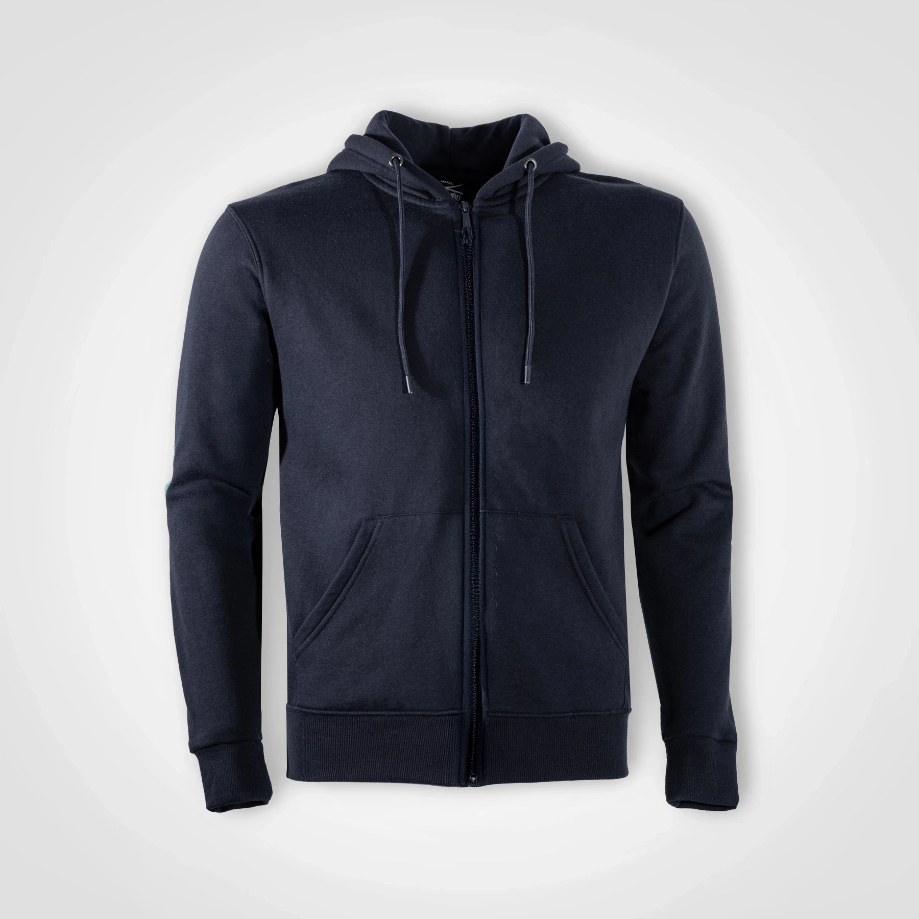 Navy pullover hoodie shown from the front.
