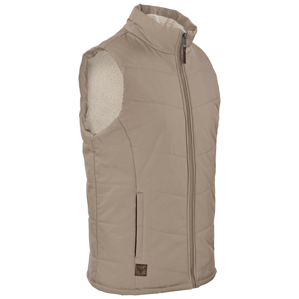 Stone sleeveless bodywarmer shown from a side angle.