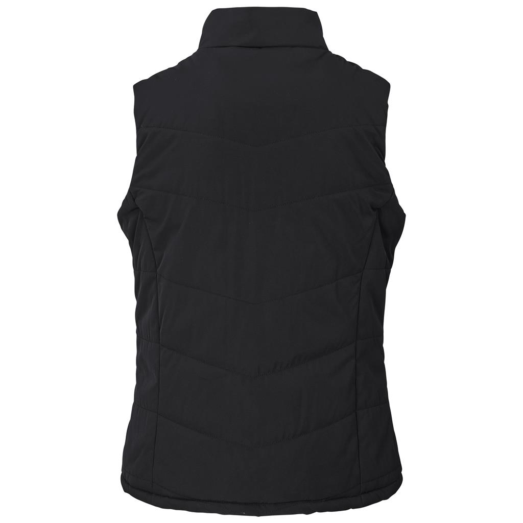 Black bodywarmer shown from the back.