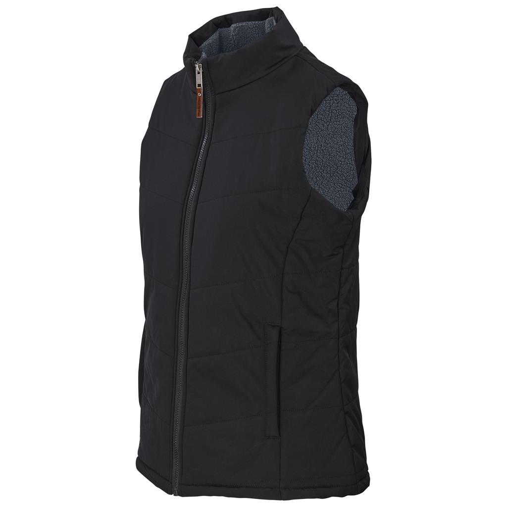 Black sleeveless bodywarmer shown from the side.