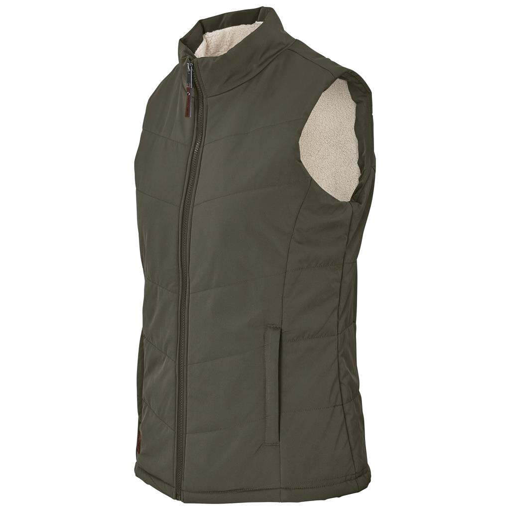 Olive green sleeveless bodywarmer shown from the side.