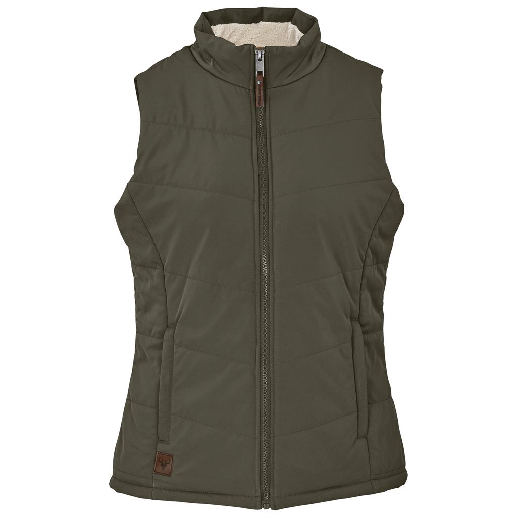 Olive green sleeveless bodywarmer shown from the front.