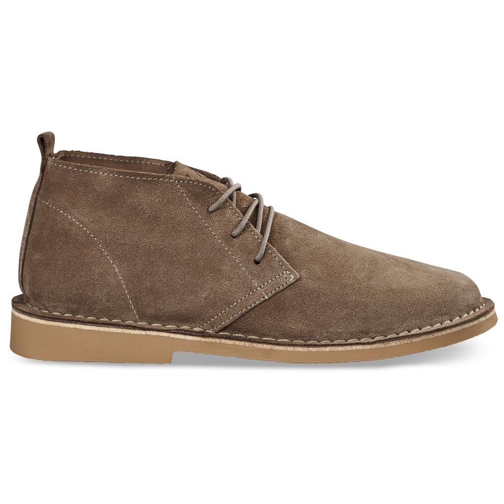 Brown suede ankle boot with lace-up fastening.