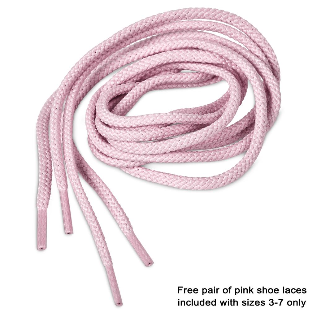 Pink replacement shoelaces for casual or outdoor footwear.