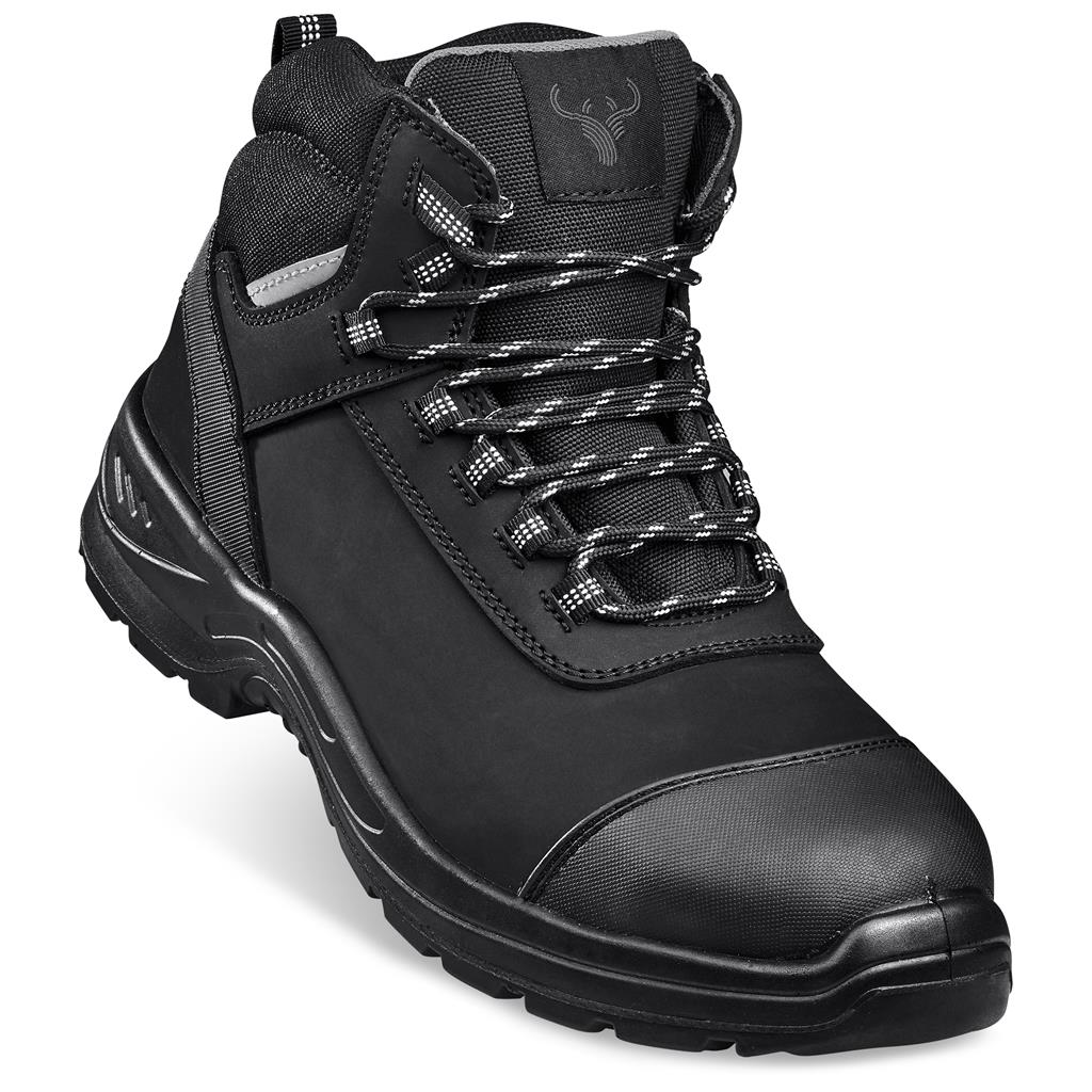 Black hiking boot shown from the opposite side.