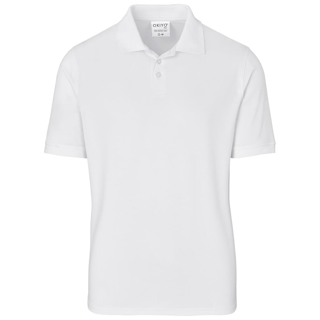 White short-sleeve golf shirt shown from the front.