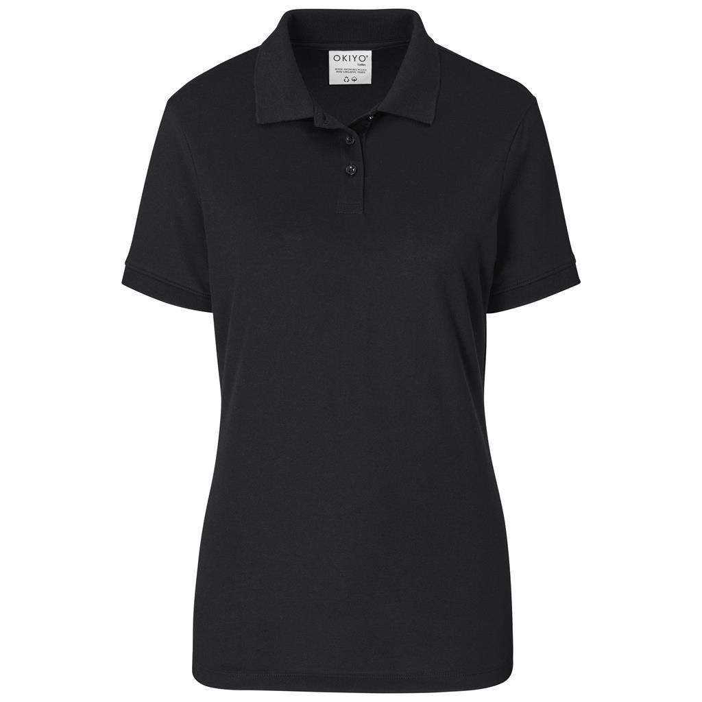 Black short-sleeve golf shirt shown from the front.