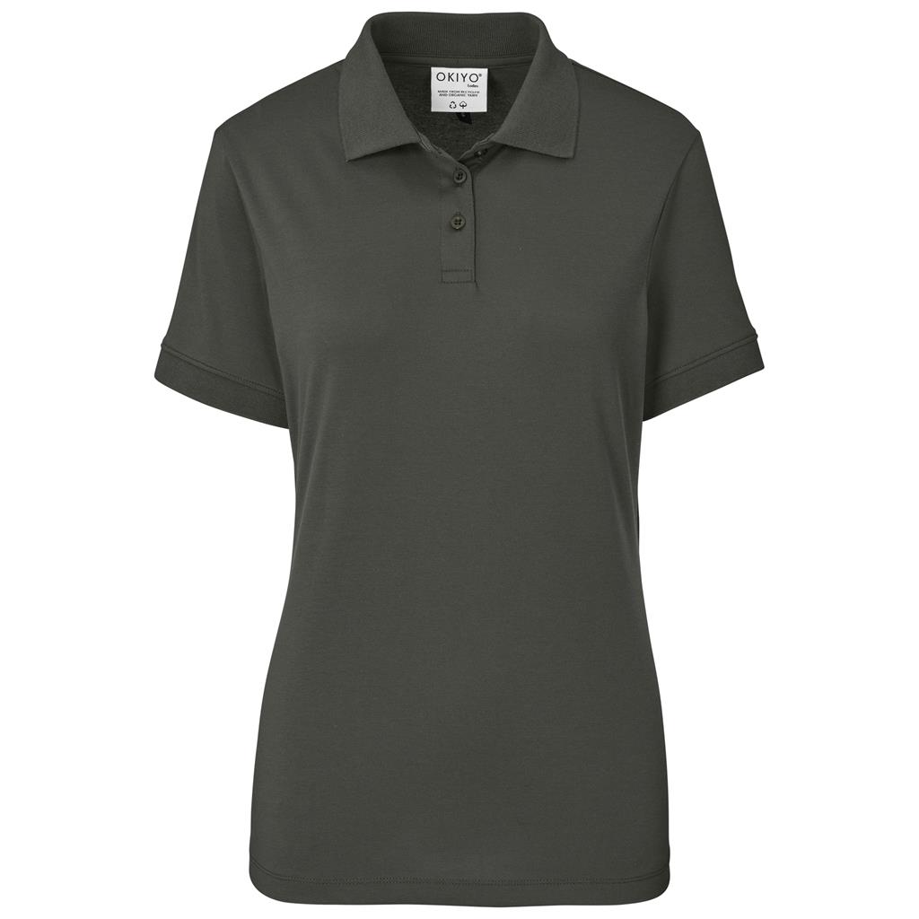 Olive green short-sleeve golf shirt for branded workwear.
