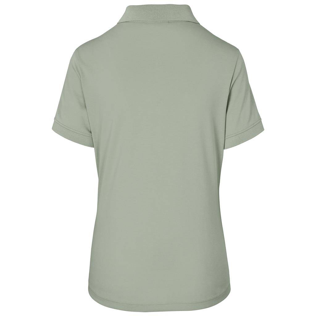 Sage green short-sleeve golf shirt shown from the back.