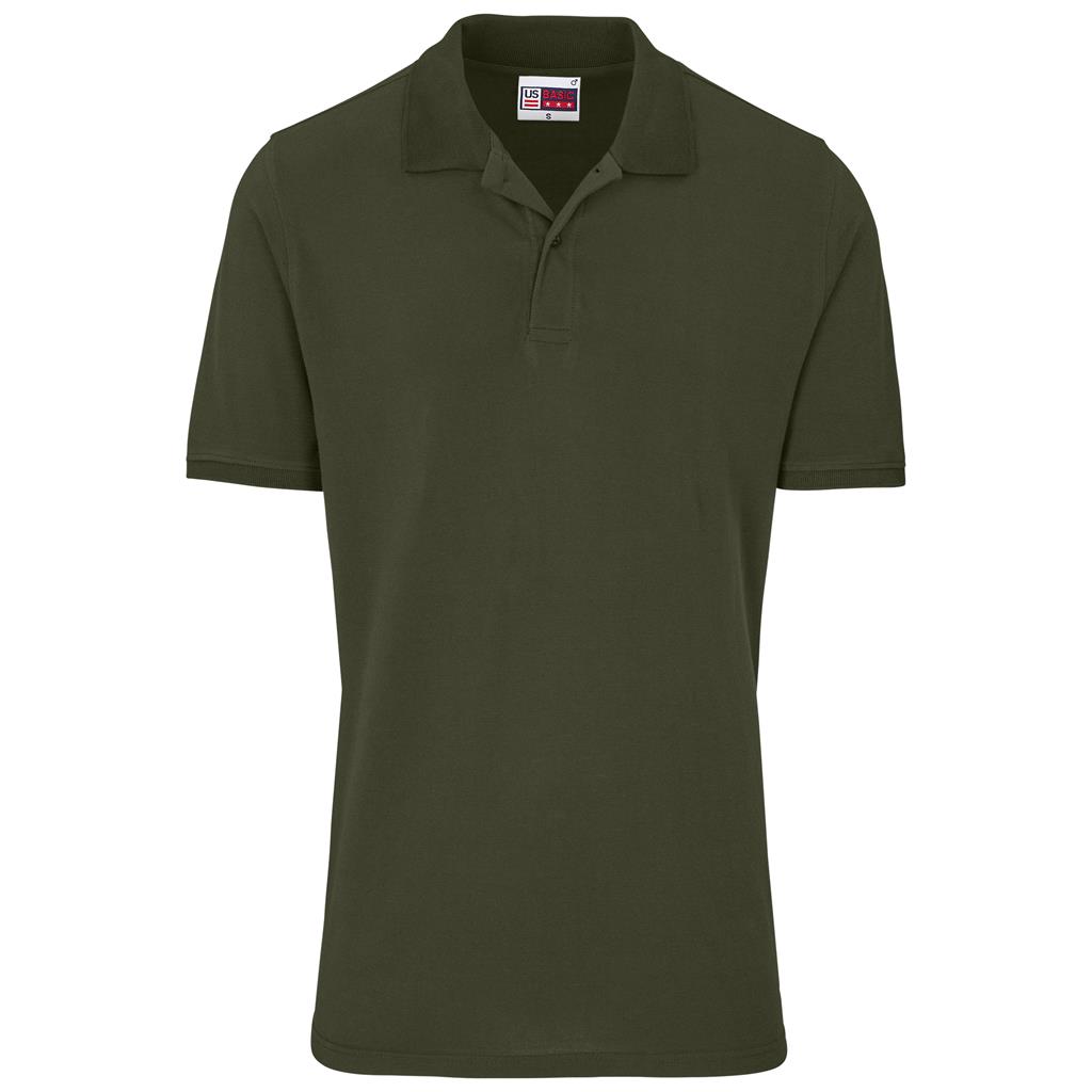 Olive green short-sleeve golf shirt for workwear uniforms.