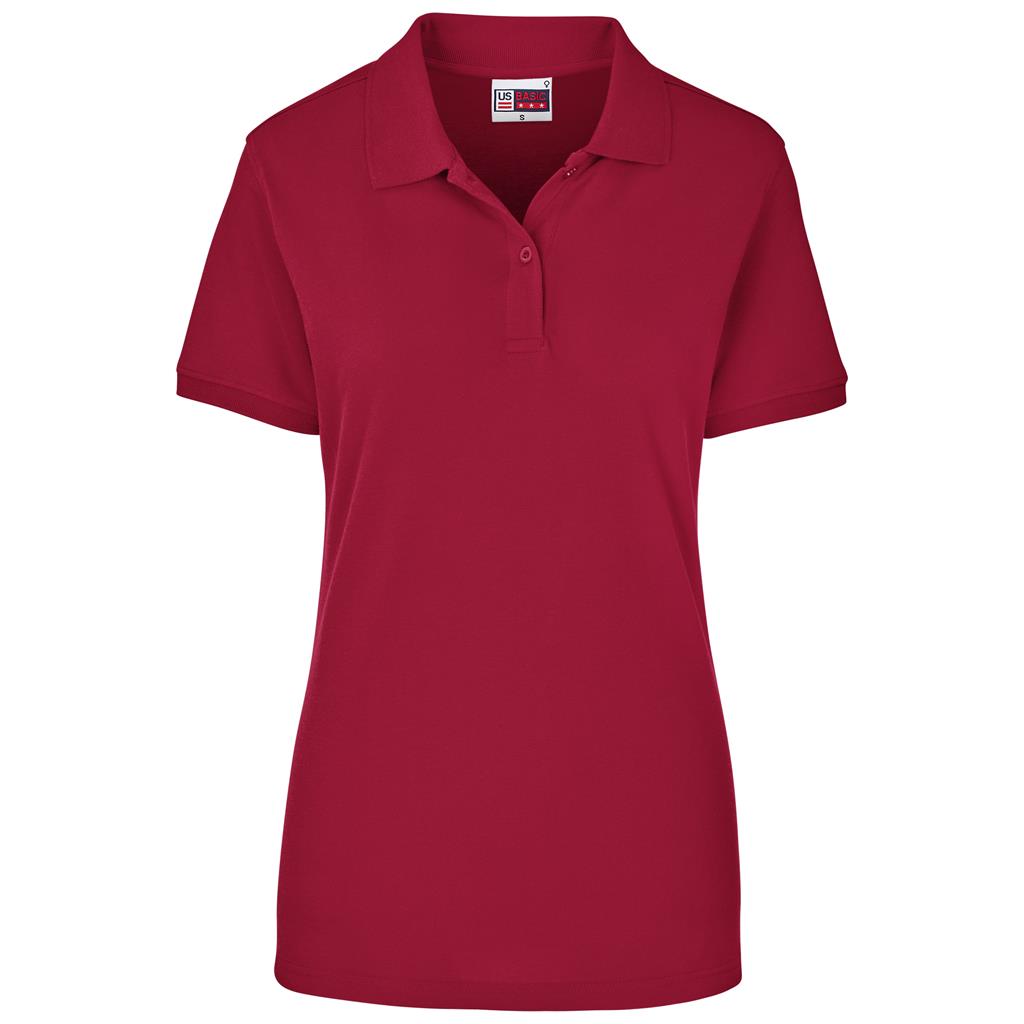 Red short-sleeve golf shirt for branded promotional wear.