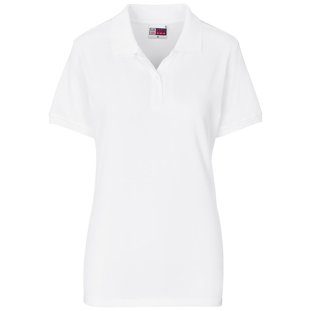 White short-sleeve golf shirt for promotional branding.