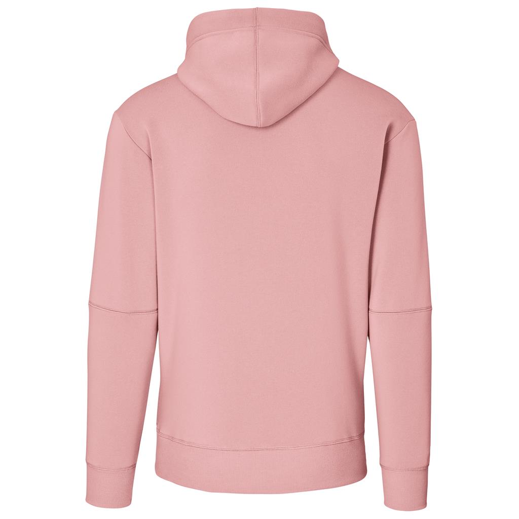 Pink pullover hoodie shown from the back.