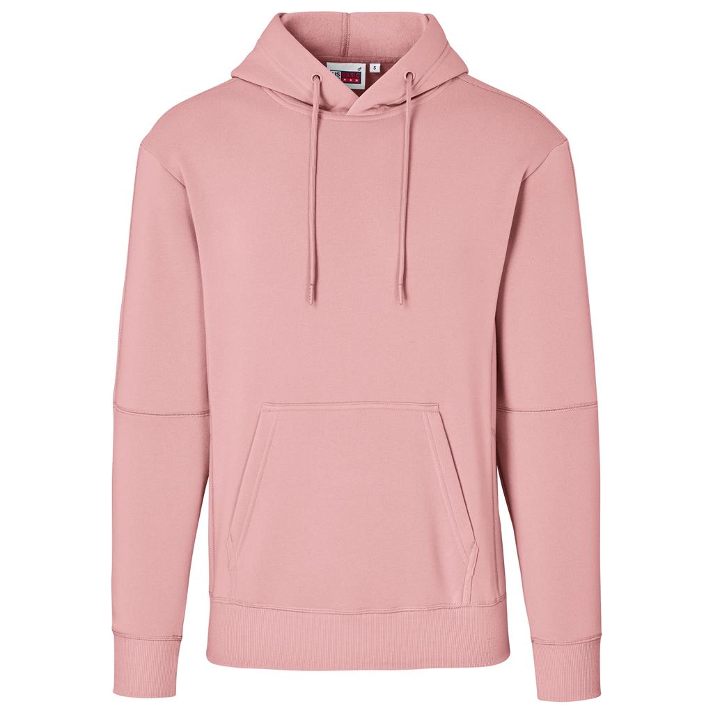 Pink pullover hoodie shown from the front.