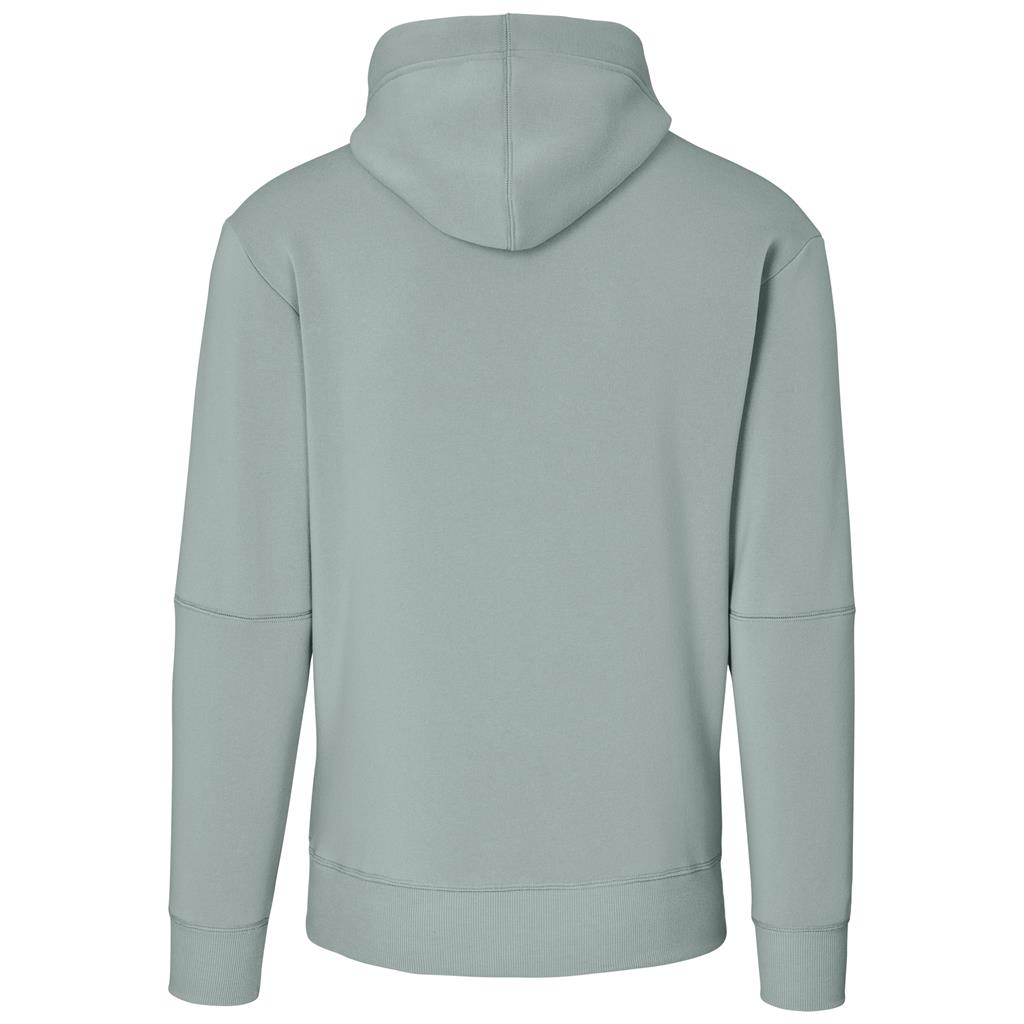Sage green pullover hoodie shown from the back.