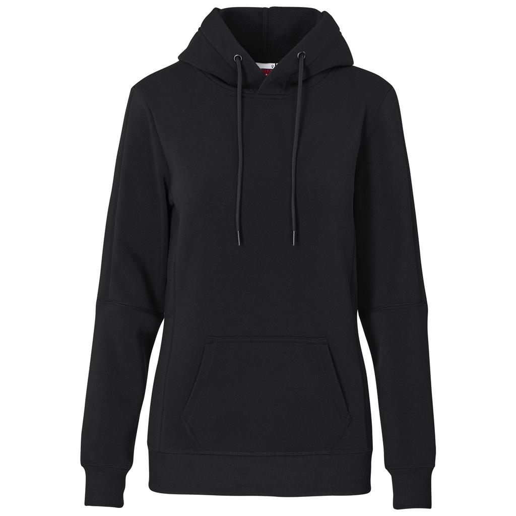 Black pullover hoodie shown from the front.