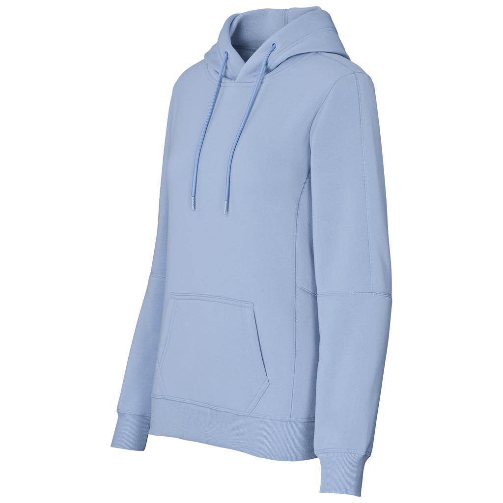 Light blue pullover hoodie shown from the side.