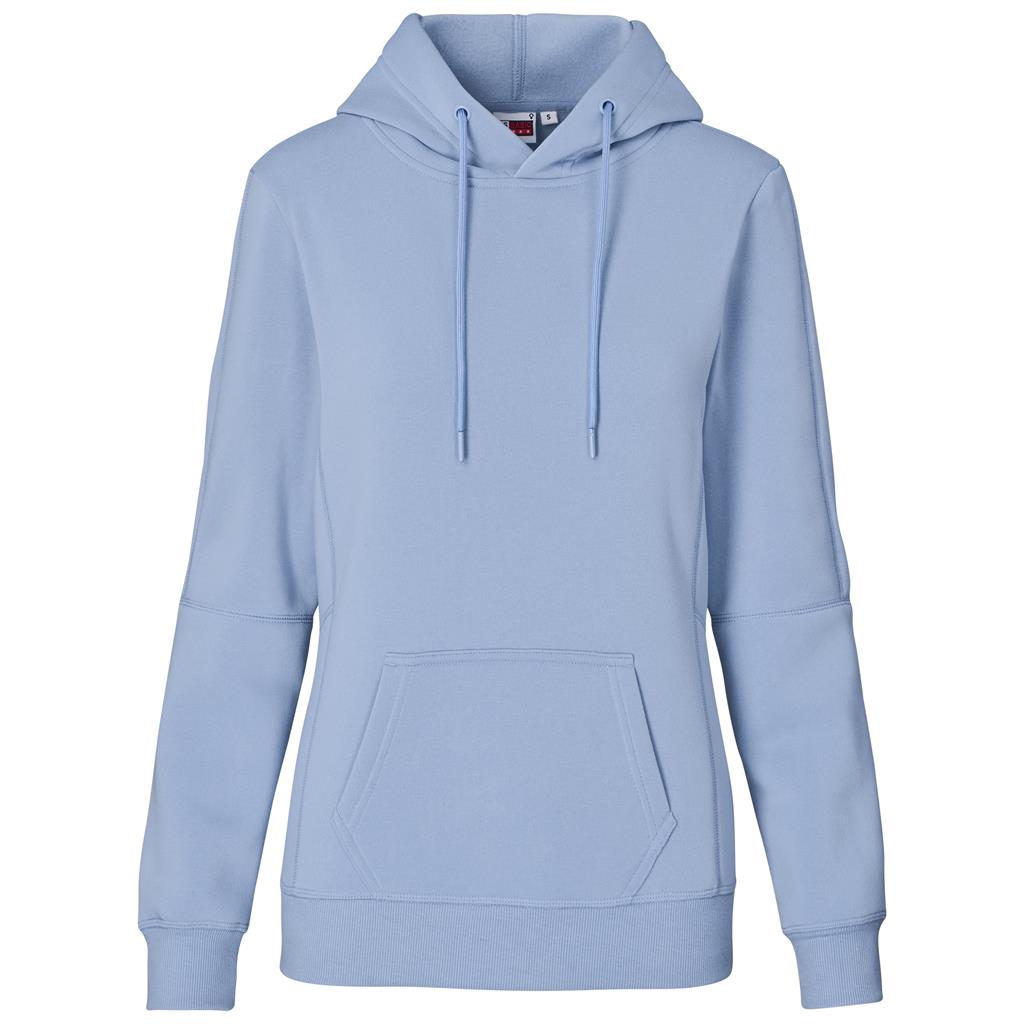 Light blue pullover hoodie shown from the front.