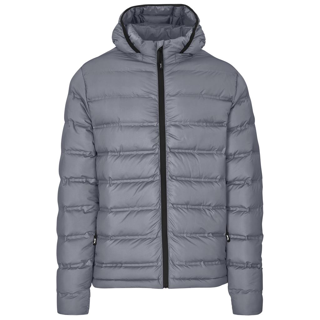 Light grey lightweight puffer jacket.