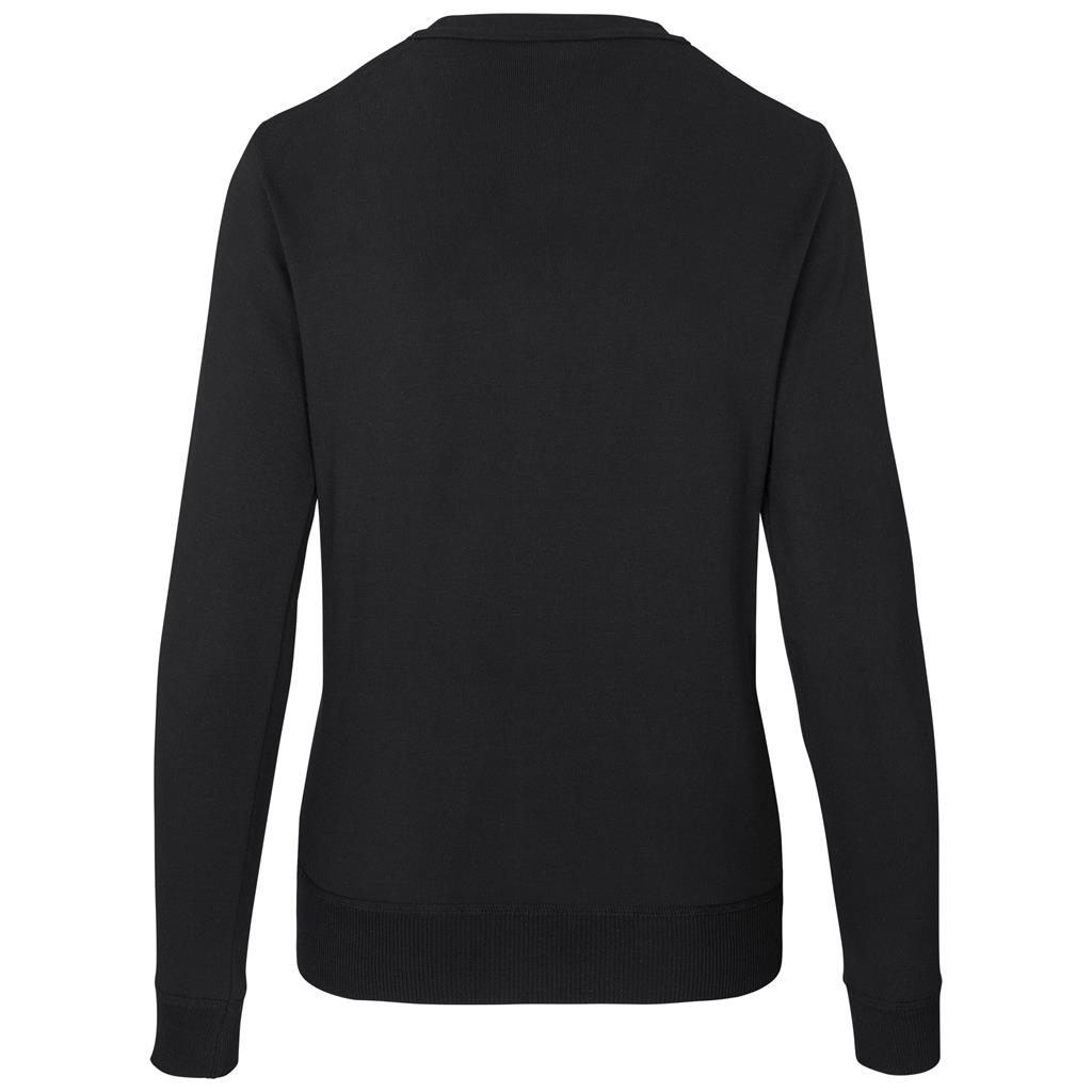 Black V-neck cardigan shown from the back.