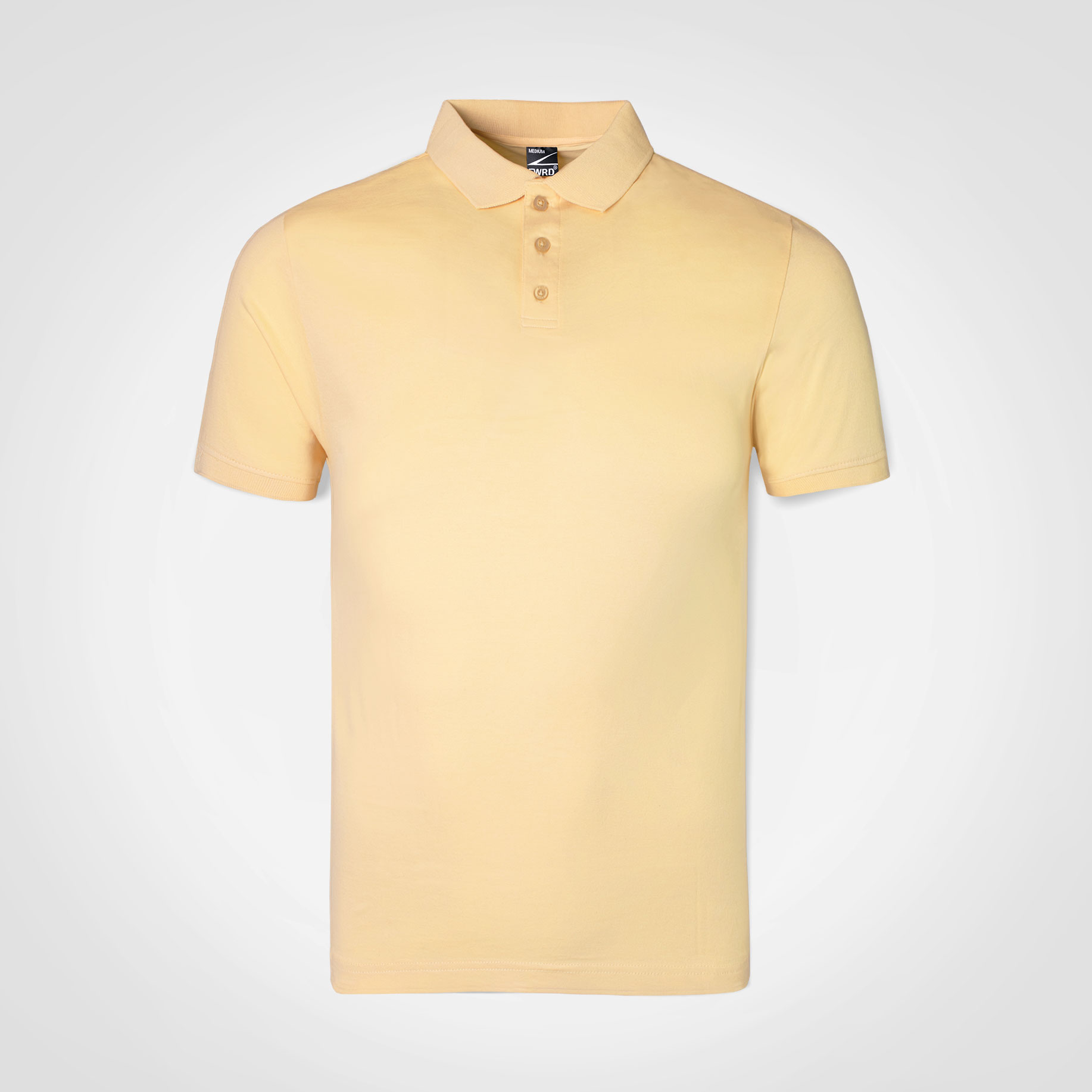 Pale yellow short-sleeve polo shirt for promotional uniforms.